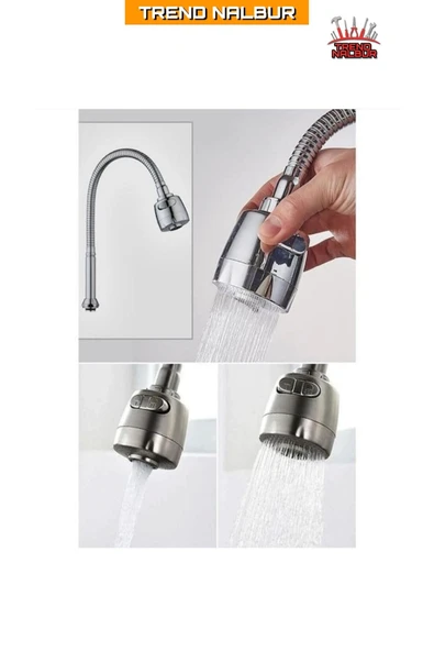 mintev Oynar Baslıklı Spiralli Mutfak Lavabo Başlığı Tazyikli Su Tasarruflu Krom Kubar ürün görseli 1