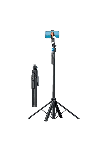 Tripod Çok Amaçlı 1.6M Kumandali Kamera Telefon Tutucu C17 Siyah ürün görseli 1