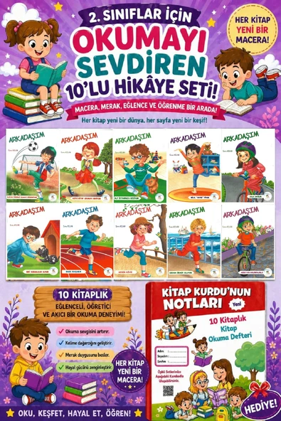 2 .Sınıf Öğrencileri İçin Zevkle Okuyacağı 10 lu Hikaye Seti - 4 (Kitap Okuma Not Defteri Hediyeli) ürün görseli 1