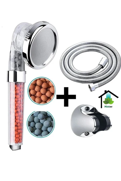 Mintev Filtreli Arıtmalı Boncuklu Set Su Tasarruflu Eco Duş Başlığı Krom Hortum ve Mafsal ürün görseli 1