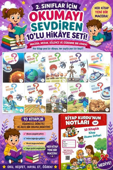 2 .Sınıf Öğrencileri İçin Zevkle Okuyacağı 10 lu Hikaye Seti - 5 (Kitap Okuma Not Defteri Hediyeli) ürün görseli 1