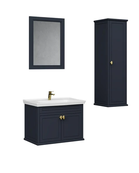 Antik Kapaklı 80 Cm Antrasit Lavabo Dolabı Seti ürün görseli 1