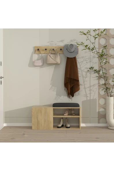 klubeconcept Modern Giriş ve Antre Portmanto Seti Askılık Oturaklı Ayakkabılık 100% MDF ürün görseli 1