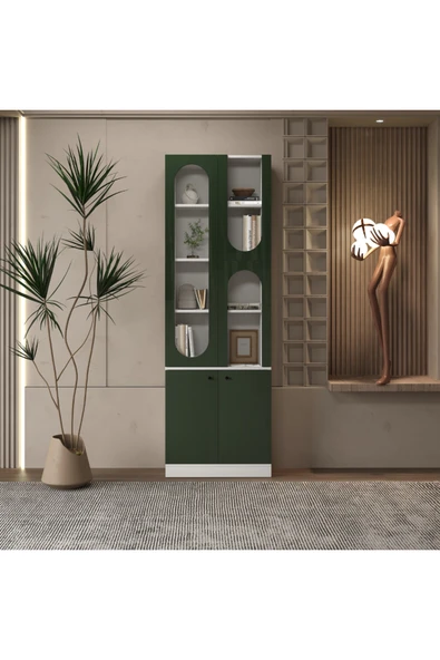 klubeconcept ARC Duo Beyaz Kemerli Kitaplık 70x30x210 cm ürün görseli 1
