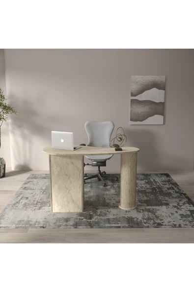 klubeconcept Modern Travertan Çalışma Masası Ofis ve Ev İçin Zarif 100% MDF ürün görseli 1