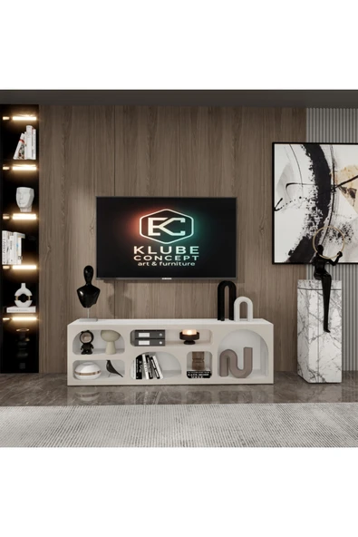 klubeconcept OvalFlow TV Ünitesi Bohem Kişiye Özel Üretim Özel Tasarım 180 cm % 100 MDF ürün görseli 1