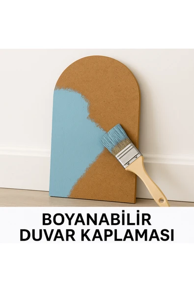 klubeconcept Modern Yarım Oval MDF Boyanabilir Duvar Paneli 3'Lü ürün görseli 1