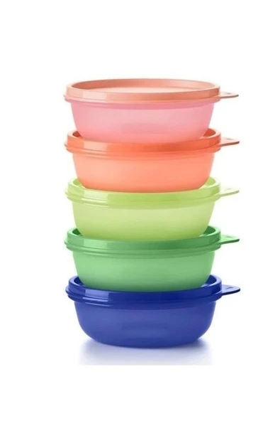 Tupperware Şeker 300 ml Buzdolabı Saklama Ve Servis Kabı 5 li Set  5 Renk Yeni ürün görseli 1