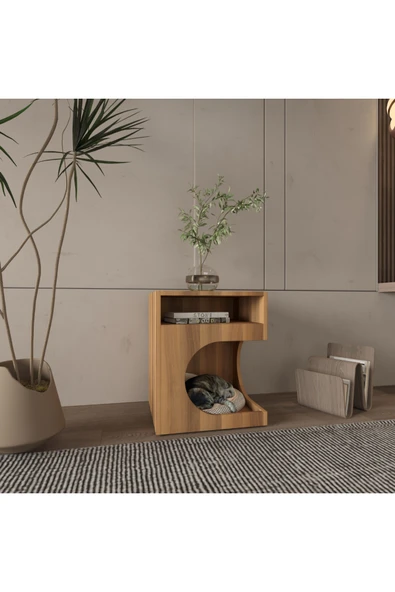 klubeconcept MiniHide Modern Evcil Yuva Raf % 100 MDF CEVİZ - Resim 5