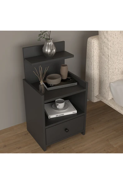 klubeconcept Modern Raflı Çekmeceli Komodin %100 MDF ürün görseli 1