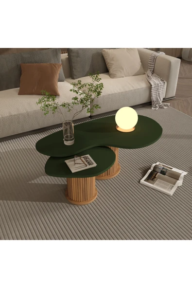 klubeconcept ARYA YUVARLAK BOHEM AYAKLI ORTA SEHPA VE YAN SEHPA 2Li % 100 MDF ürün görseli 1