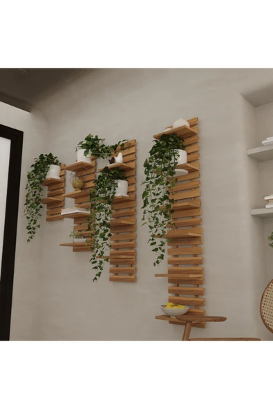 klubeconcept %100 MDF Beyaz Renk Modern Duvar Rafı Dekoratif Bitki ve Kitaplık Ünitesi IŞIKLI ürün görseli 1