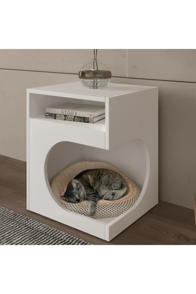 klubeconcept CalmCorner Kedi Köpek Evi ve Sehpa % 100 MDF BEYAZ ürün görseli 1