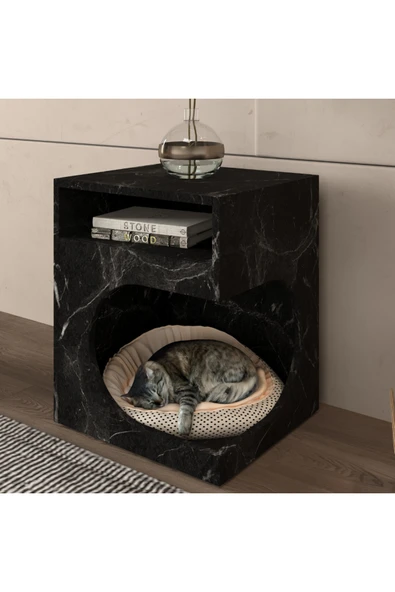 klubeconcept CalmCorner Kedi Köpek Evi ve Sehpa % 100 MDF Mermer Desenli ürün görseli 1