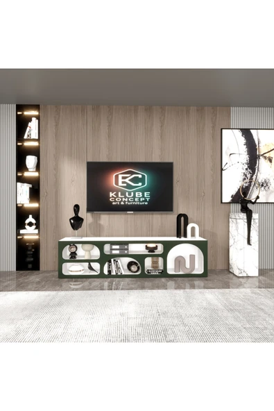 klubeconcept OvalFlow TV Ünitesi Bohem Kişiye Özel Üretim Özel Tasarım 180 cm % 100 MDF ürün görseli 1