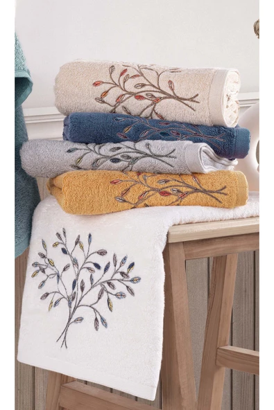 MARİBOR AMOR - %70 Bambu / %30 Pamuk Nakışlı El Havlusu - 6'lı Set 50x90 ürün görseli 1
