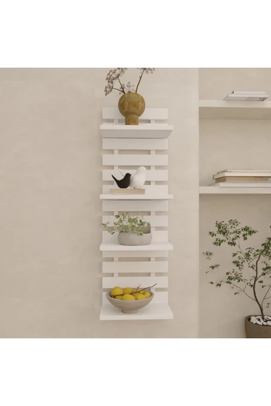 klubeconcept Dekoratif MDF Duvar Çiçekliği Modern Çıtalı Tasarım Saksı ve Aksesuar Rafı 90x30 ürün görseli 1