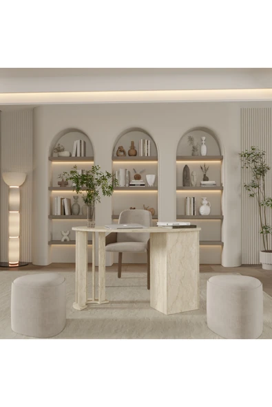 klubeconcept DERGÂH Kavis Formlu Dolaplı Çalışma Masası 120 cm ürün görseli 1