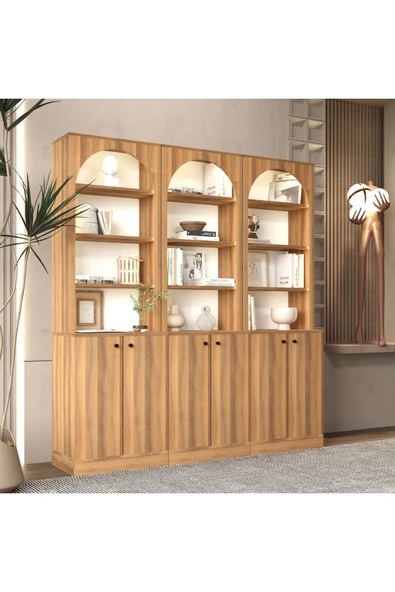 klubeconcept KEMER NOIR Çok Amaçlı Kitaplık Kütüphane Modern Kemer Tasarımlı Kapaklı Kitaplık Ünitesi ürün görseli 1