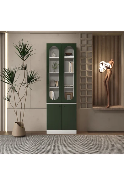 klubeconcept ARC LED’li Beyaz Kemerli Kitaplık %100 MDF 70×30×210 cm ürün görseli 1
