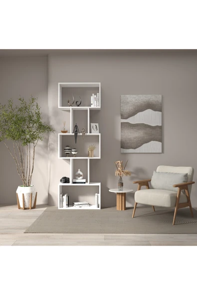 klubeconcept Modern Beyaz Kitaplık Estetik Kütüpane 100% MDF ürün görseli 1