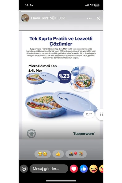 Tupperware Mikro bölmeli kap 1.4 litre - Resim 2