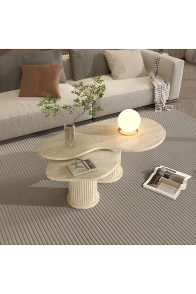 klubeconcept ARYA YUVARLAK BOHEM AYAKLI ORTA SEHPA VE YAN SEHPA % 100 MDF ürün görseli 1