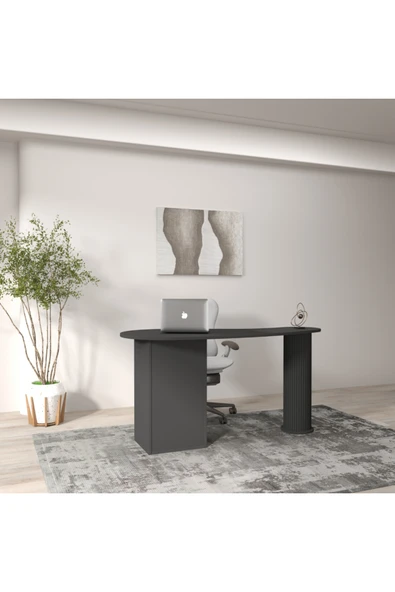 klubeconcept Bohem %100 MDF Oval Tasarım Ofis ve Çalışma Masası 150 cm ürün görseli 1