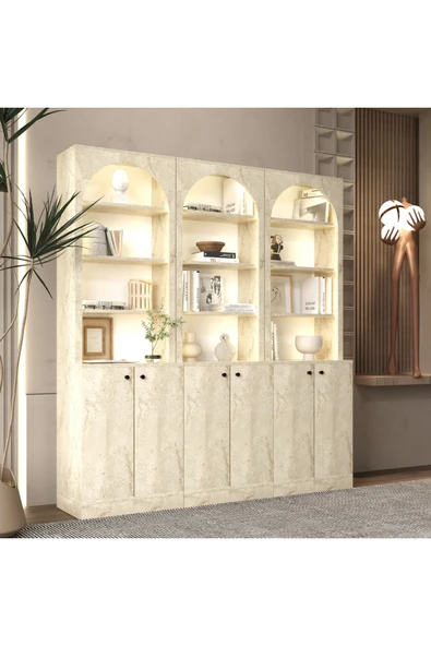 klubeconcept KEMER NOIR Çok Amaçlı Kitaplık Kütüphane Modern Kemer Tasarımlı Kapaklı Kitaplık Ünitesi ürün görseli 1