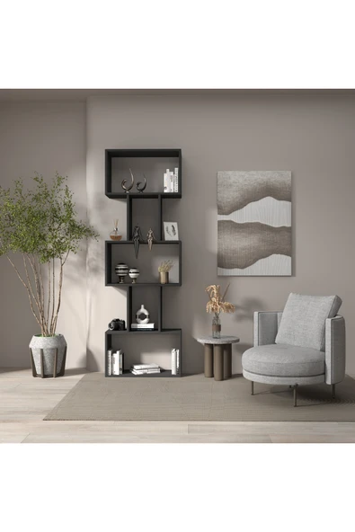 klubeconcept Modern Antrasit Kitaplık Estetik 100 % MDF ürün görseli 1