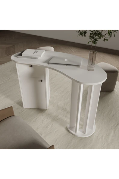 klubeconcept DERGÂH Kavis Formlu Dolaplı Çalışma Masası 120 cm ürün görseli 1