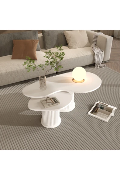 klubeconcept ARYA YUVARLAK BOHEM AYAKLI ORTA SEHPA VE YAN SEHPA 2Li % 100 MDF ürün görseli 1