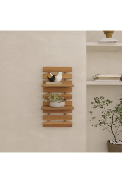 klubeconcept Dekoratif MDF Duvar Çiçekliği Modern Çıtalı Tasarım Saksı ve Aksesuar Rafı 60x30 ürün görseli 1