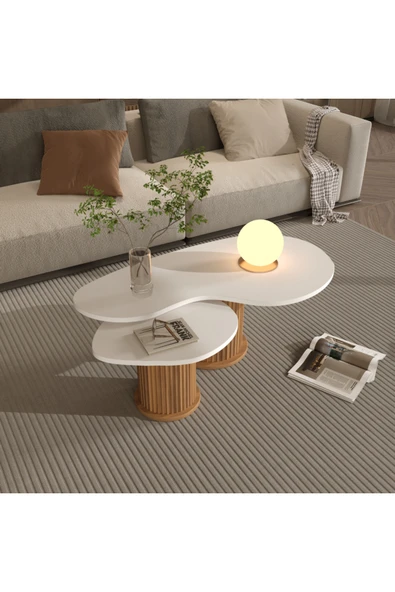 klubeconcept ARYA YUVARLAK BOHEM AYAKLI ORTA SEHPA VE YAN SEHPA 2Li % 100 MDF ürün görseli 1