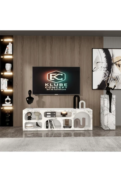 klubeconcept OvalFlow TV Ünitesi Bohem Kişiye Özel Üretim Özel Tasarım 180 cm % 100 MDF ürün görseli 1
