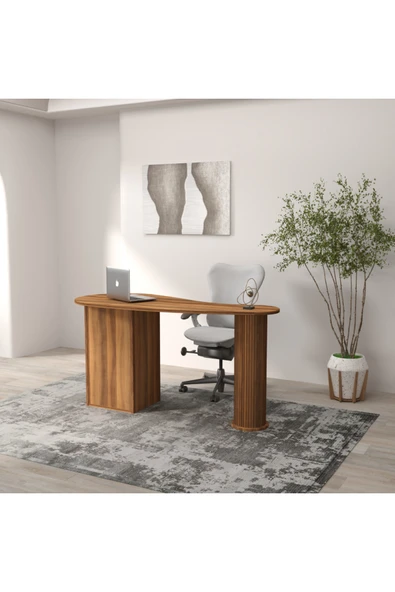 klubeconcept Bohem %100 MDF Oval Tasarım Ofis ve Çalışma Masası 120 cm ürün görseli 1