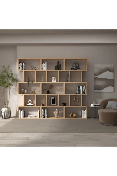 klubeconcept Modern Meşe Kitaplık – Estetik Çalışma Odası 100% MDF ürün görseli 1