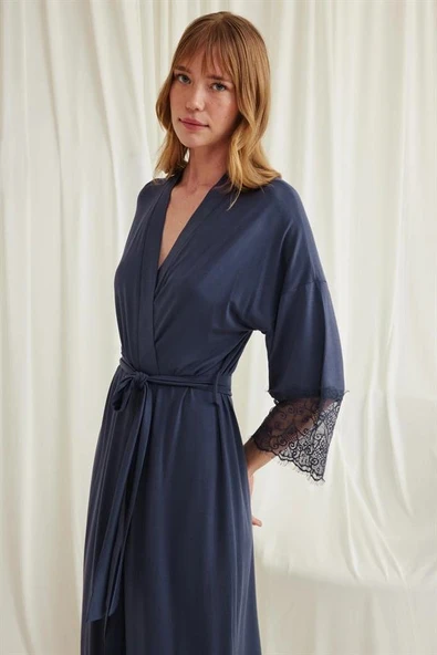Arias Closet Dantelli ve Kuşaklı Sabahlık - Resim 5