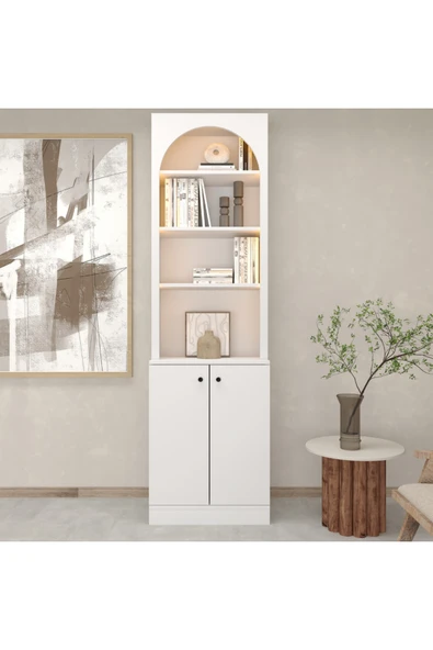 klubeconcept Modern Niş LED Kitaplık Kapaklı Düzenleyici Dolap 60x210 ürün görseli 1