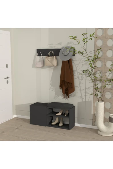 klubeconcept Modern Giriş ve Antre Portmanto Seti Askılık Oturaklı Ayakkabılık 100% MDF ürün görseli 1