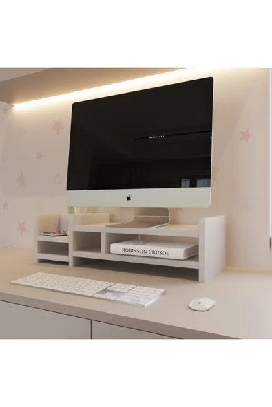 klubeconcept %100 MDF Modern Monitör ve Ekran Yükseltici Organizerli Masa Üstü Stand ürün görseli 1