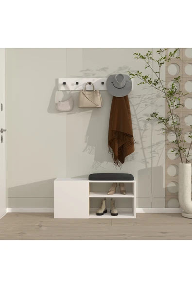 klubeconcept Modern Giriş ve Antre Portmanto Seti Askılık Oturaklı Ayakkabılık 100% MDF ürün görseli 1
