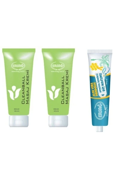 Ersağ Cleanball Masaj Kremi 100 Ml 2 Adet + Diş Macunu 100 Ml Aloevera Propolis ürün görseli 1