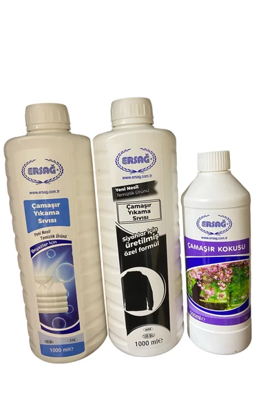 Ersağ Çamaşır Yıkama Beyazlar 1000ml +Siyahlar 1000 ml +Çamaşır Kokusu 500 ml (Özel Set) ürün görseli 1