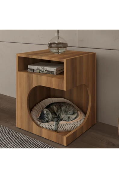 klubeconcept MiniHide Modern Evcil Yuva Raf % 100 MDF CEVİZ ürün görseli 1