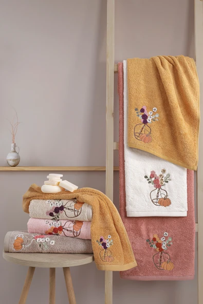 MARİBOR VASE - %70 Bambu / %30 Pamuk Suzeni Nakışlı El Havlusu - 6'lı Set 50x90 ürün görseli 1