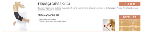 ORLEX Tenisçi Dirsekliği Sağ Kol ORX-D41 - Resim 2