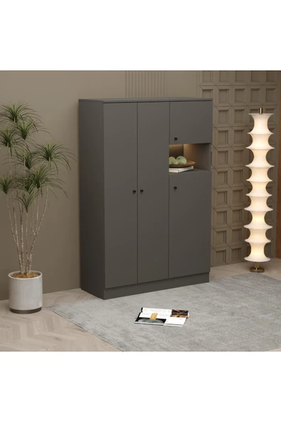 klubeconcept Modern LED Gardırop Şık Aydınlatmalı Elbise Dolabı %100 MDF ürün görseli 1