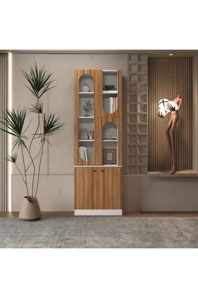 klubeconcept ARC Duo Beyaz Kemerli Kitaplık 70x30x210 cm ürün görseli 1