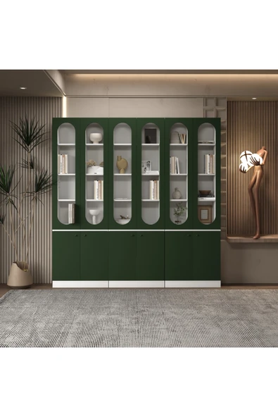 klubeconcept Modern Beyaz Kitaplık %100 MDF Geniş Depolama Alanlı Dekoratif Raf 210X30X210 ürün görseli 1